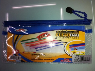 Stationery PVC special through double-layer pull bag office supplies