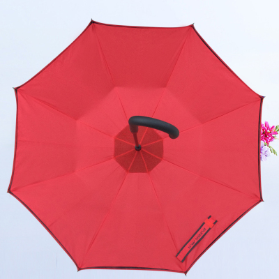 Creative Edging Reverse Umbrella Fiber Bone Solid Color Double-Layer Reverse Umbrella for Men and Women Business Umbrella Can Be Customized