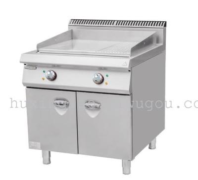 Deluxe Ground Stand Steak Griddle Grill Station with Storage Cabinet, Double Burners and Two Surfaces