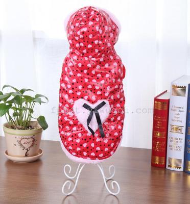 The new winter pet clothes lovely dog padded jacket legs thickened heart pet clothing wholesale