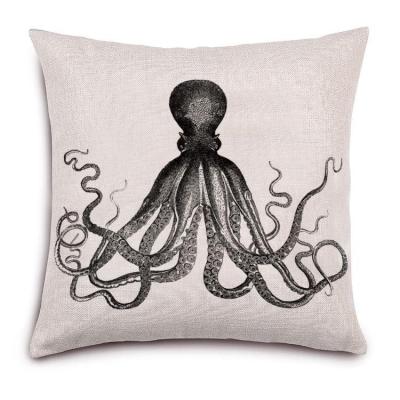 New Amazon AliExpress Hot Octopus Printed Cotton and Linen Pillow Cushion Cover Sofa Office Car Cushion
