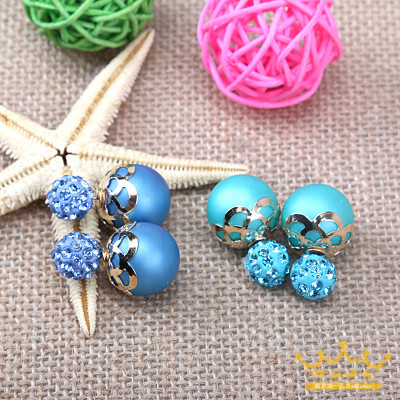 The earrings accessories DIY light bead jewelry temperament sub soft ceramic ball stud earrings
