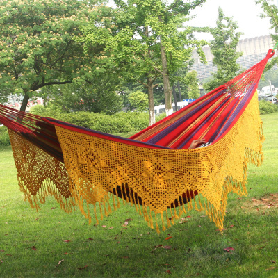 Pure cotton hammock fringed handmade increase double hammock factory direct swing bed
