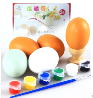 Factory direct wholesale wooden painted wood egg egg simulation creative graffiti egg toy duck's egg.