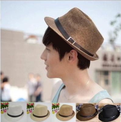 Spring and Summer Breathable Sun-Proof Top Hat Fashion Men and Women Couple Beach Hat Fedora Hat Belt Straw Hat