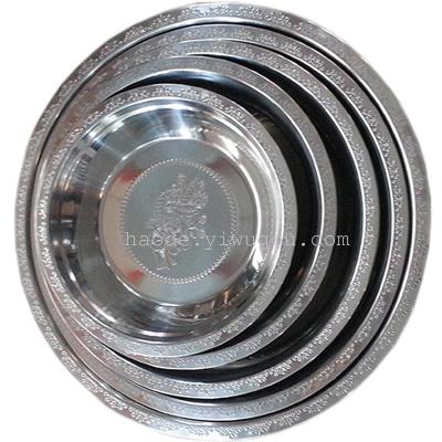 Stainless steel deepened pattern cake plate embossed plate pastry plate fruit plate