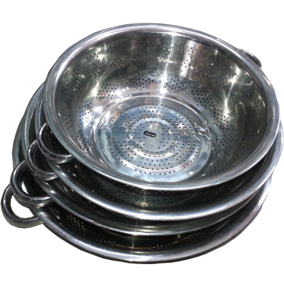 Stainless steel double ear rice sieve thickens and deepens washing basin drain basket tapping