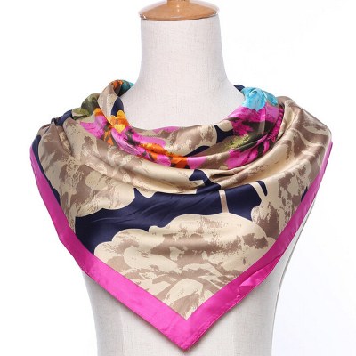 South Korean silk painting big square scarf lady spring and autumn color silk scarf scarf shawl.