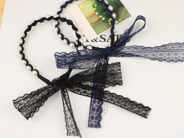 Korean fashion lace ribbon sweet imitation pearl barrette headband card 27