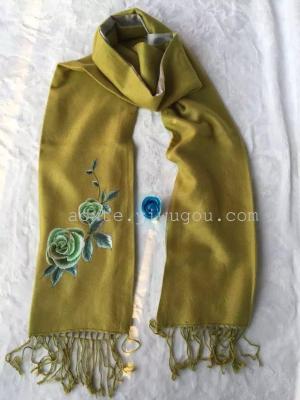 Silk embroidered cashmere scarf winter spring is suitable for keeping warm