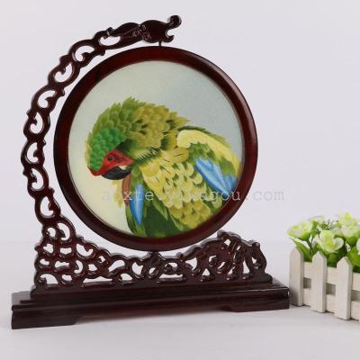 Double-sided Embroidery Garden 20 manufacturers direct Parrot Pattern Circular Table Screen