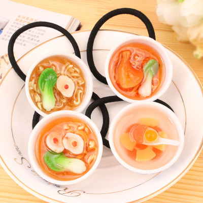 Korean jewelry headgear essential noodles dumplings chowhound simulation Poached Egg Zouari Tousheng hair rope 30