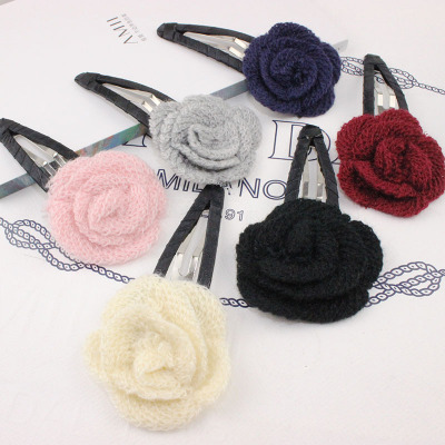 Korean fashion female wool handmade flower hairpin clip duckbill clip clip 53 side bangs
