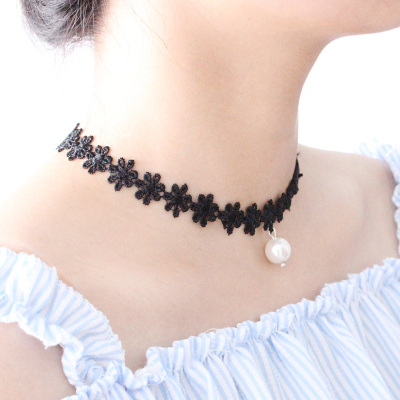 Harajuku retro punk Necklace Lolita lace flower neck collar female short clavicle Necklace 63 (1)