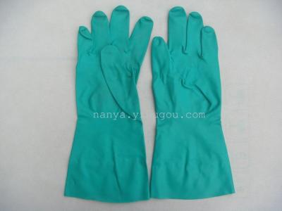 Special offer 15mil green velvet gloves acid resistant nitrile dip