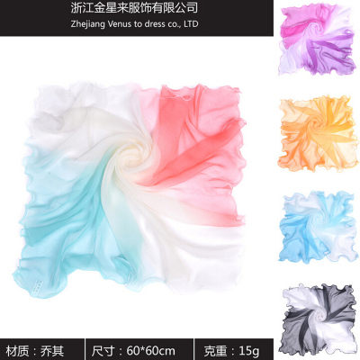 Double color transition qiao ihs chiffon small square scarf lady hair ribbon dress the stewardess ceremonial scarf.