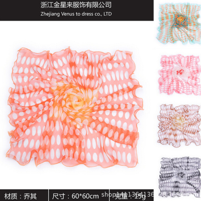 Round dot georgette scarves fashionable female decorations hair band bow tie gauze kerchief