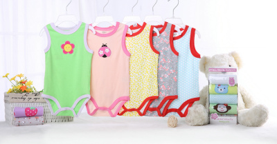 triangle cotton bodysuit with sleeveless leotard r clothes for baby 5 pcs/pack same size different colores