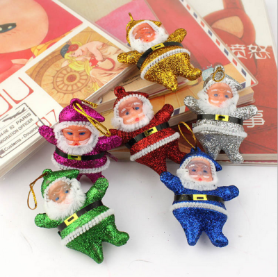 Christmas decorations of gold powder six small Christmas old Christmas tree ornaments Little Claus Pendant 6/ bag