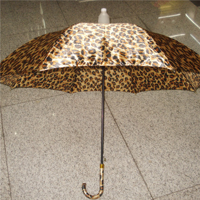 Leopard Satin Parasol Satin Umbrella with Waterproof Cover Sunny Umbrella Personality Long Handle Umbrella