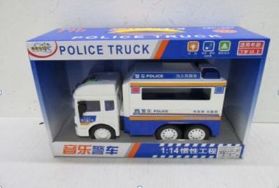 The new electric music light inertial car + engineering car police car combination 1:14.