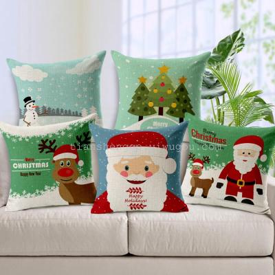 The new year Christmas Claus reindeer Snowman sofa pillow cushion cover car linen cotton