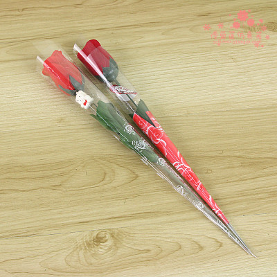 Wholesale single transparent bag Decal simulation rose valentine bouquet wedding