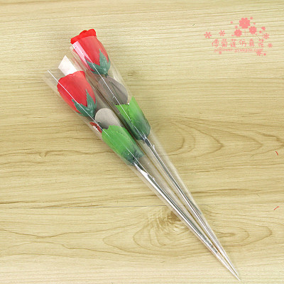 Valentine's Day gift with a transparent bag of red roses simulation flowers fake flowers