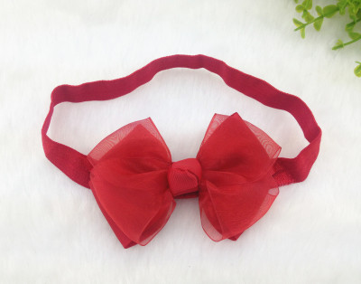 The new children's hair with bow hair elastic yarn trade snow baby hair ribbon lace ribbon