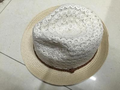 Factory direct selling paper braid small hat fashion lace small hat summer hat.