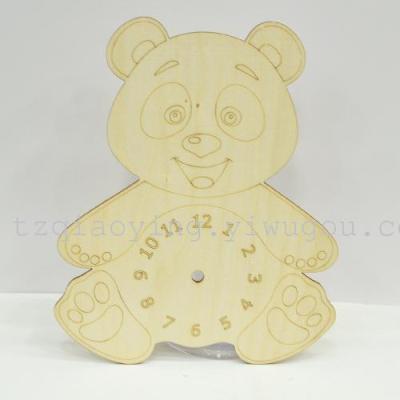 DIY laser cutting wood creative animal dial bear white embryo natural painted graffiti