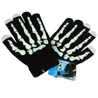 Factory Direct Sales Acrylic Bone Hand Cotton Gloves with Rubber Dimples Touch Screen Gloves Luminous Gloves