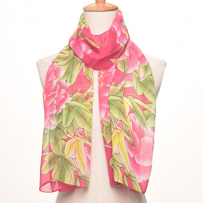 Long peony print scarves The beach is prevented bask in chiffon fabric Indoor air conditioning room shawl
