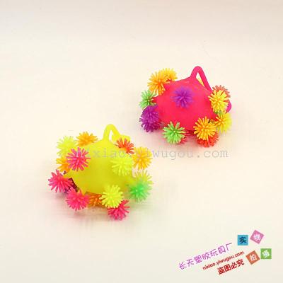 Children's toys, cartoon luminous Maomao soft vent flash portable elastic ball