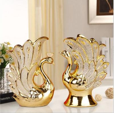 Gao Bo Decorated Home Muslim Electroplating Home Decoration Couple Swan Creative Ceramic Crafts Gift for Friends