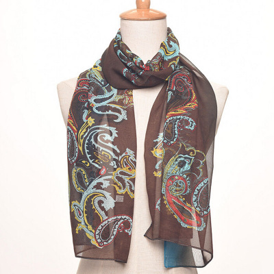 Summer new women 's national wind printed chiffon silk scarves.