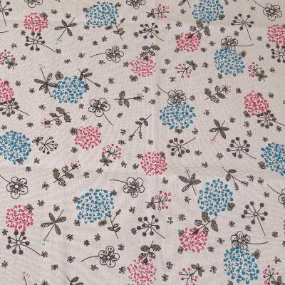Cotton and linen fabric with polychromatic pattern pattern