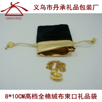 High-grade Black Velvet Bag Gift Bag Gold Diamond jewelry wholesale custom