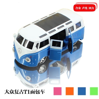 Volkswagen bus model toys can drive door back acoustic and optical alloy car supply hot selling alloy car models