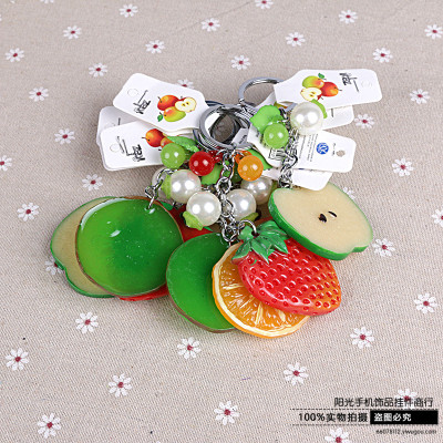 Resin big jelly jelly small jelly key buckle creative gift simulation fruit bag key pendant