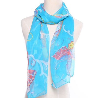 Butterfly lines printed georgette long silk scarf beach towel 100 scarves wholesale.