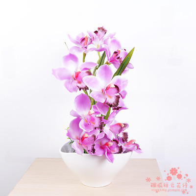 Simulation of Phalaenopsis flowers floral decor decoration plastic pot room