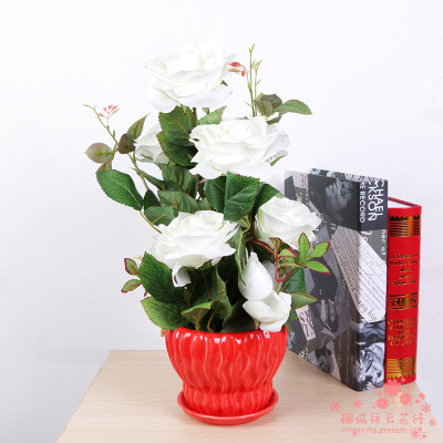 The white rose high Home Furnishing potted flowers floral decoration room
