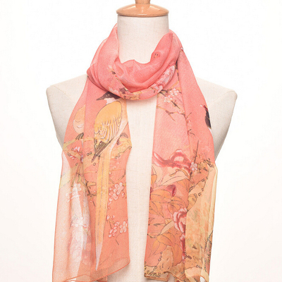 Flower bird sun protection lady's air conditioner, the long chiffon silk scarf.