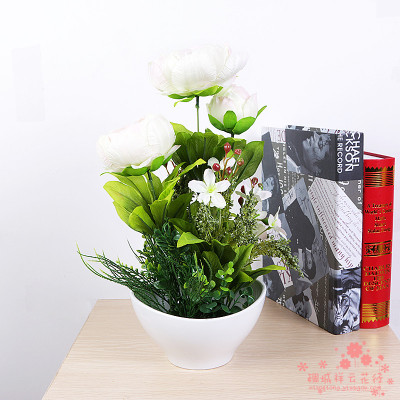 High grade rose white ceramic vase flowers potted flower simulation Home Furnishing jewelry display