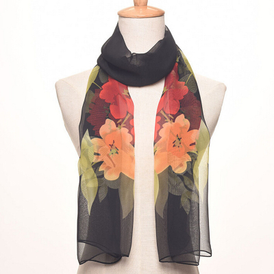 Printed chiffon silk scarf Korean version of cuddly sun protection shawl beach towel wholesale.
