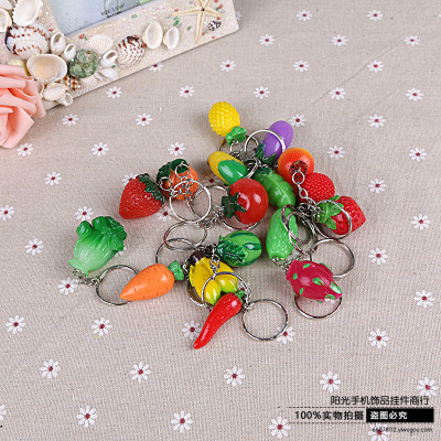 Korean popular creative simulation of fruit and vegetables, the key buckle hanging pendant simulation of food wholesale