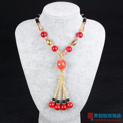 Glass necklace fashion Bohemia autumn and winter style national wind sweater chain