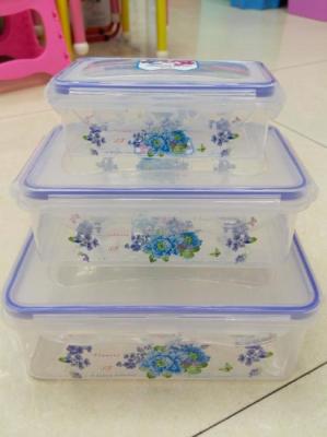 Crisper Set Plastic Food Sealed Box Microwave Lunch Box Refrigerator Storage Storage Box Rectangular Printing