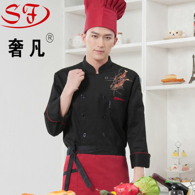 Zheng hao hotel supplies chef clothing long-sleeve chef clothing new double-breasted western restaurant service cotton-polyester overalls